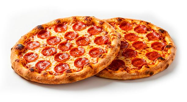 Two large pizzas with assorted toppings